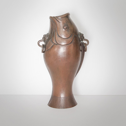 Bronze carp shaped flower vase, Japan, Meiji era, circa 1900