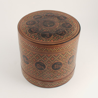 Lacquer food container (View of the top, diagonally), Burma, 19th century