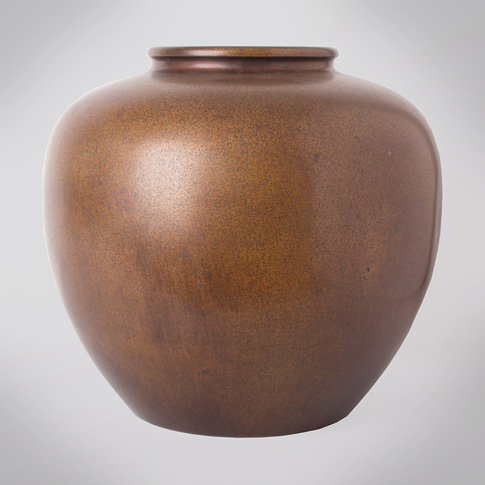 Patinated bronze vase, by Kozan (other side), Japan, Taisho era, early 20th century