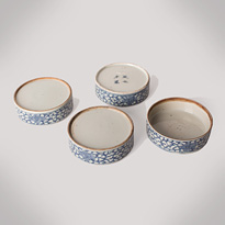 Blue and white porcelain stacking food box (jubako) (parts turned over), Japan, Edo period, 19th century [thumbnail]