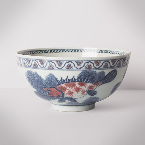 Blue and white and copper red porcelain bowl, China, Republic period, circa 1930 Blue and white and copper red porcelain bowl, China, Republic period, circa 1930