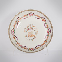 Famille rose export porcelain chocolate cup and saucer (saucer), China, Qianlong period, circa 1760 [thumbnail]