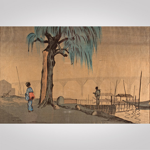 Ryogokubashi Bridge, by Kobayashi Kiyochika (1847-1915), Japan, Ryogokubashi Bridge, by Kobayashi Kiyochika (1847-1915), Japan,