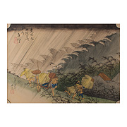 Travellers surprised by Sudden Rain, by Ando Hiroshige (1797-1858) - Japan, 