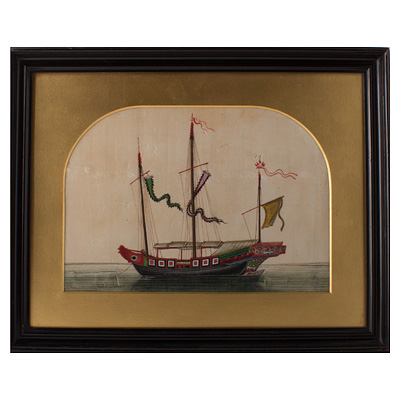 Four Canton paintings of boats, China, 19th century