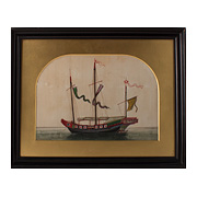 Four Canton paintings of boats - China, 19th century
