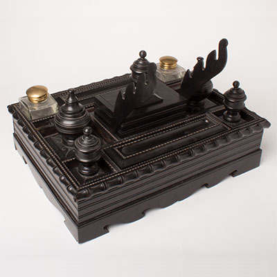 Anglo-Indian ebony desk set (side view 2), Ceylon, late 19th century