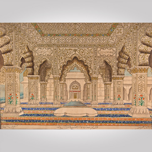 Miniature painting of the Diwan I’Khas in the Red Fort at Delhi, Indian, 19th century