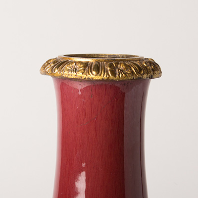 Copper red flambé porcelain vase
 (neck), China, Qing Dynasty, 19th century